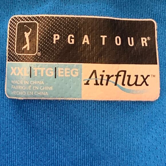 PGA Tour Airflux Mens Golf Shirt Blue Short Sleeve 3 Button Polo Style Size XXL - Picture 3 of 10